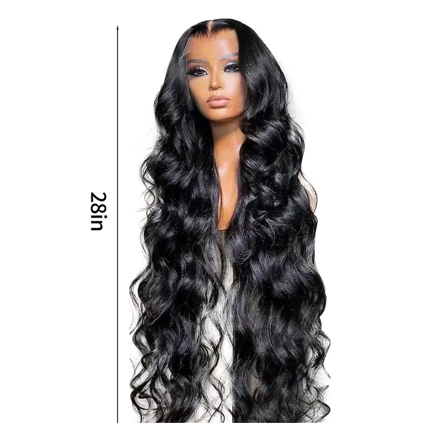 Black Glueless Wigs for Women, Lace Front Wigs Human Hair 28 Inch Pre Plucked with Baby 1.8 Density Glueless for Black Women Transparent Frontal Natural