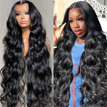 Black Glueless Wigs for Women, Lace Front Wigs Human Hair 28 Inch Pre Plucked with Baby 1.8 Density Glueless for Black Women Transparent Frontal Natural