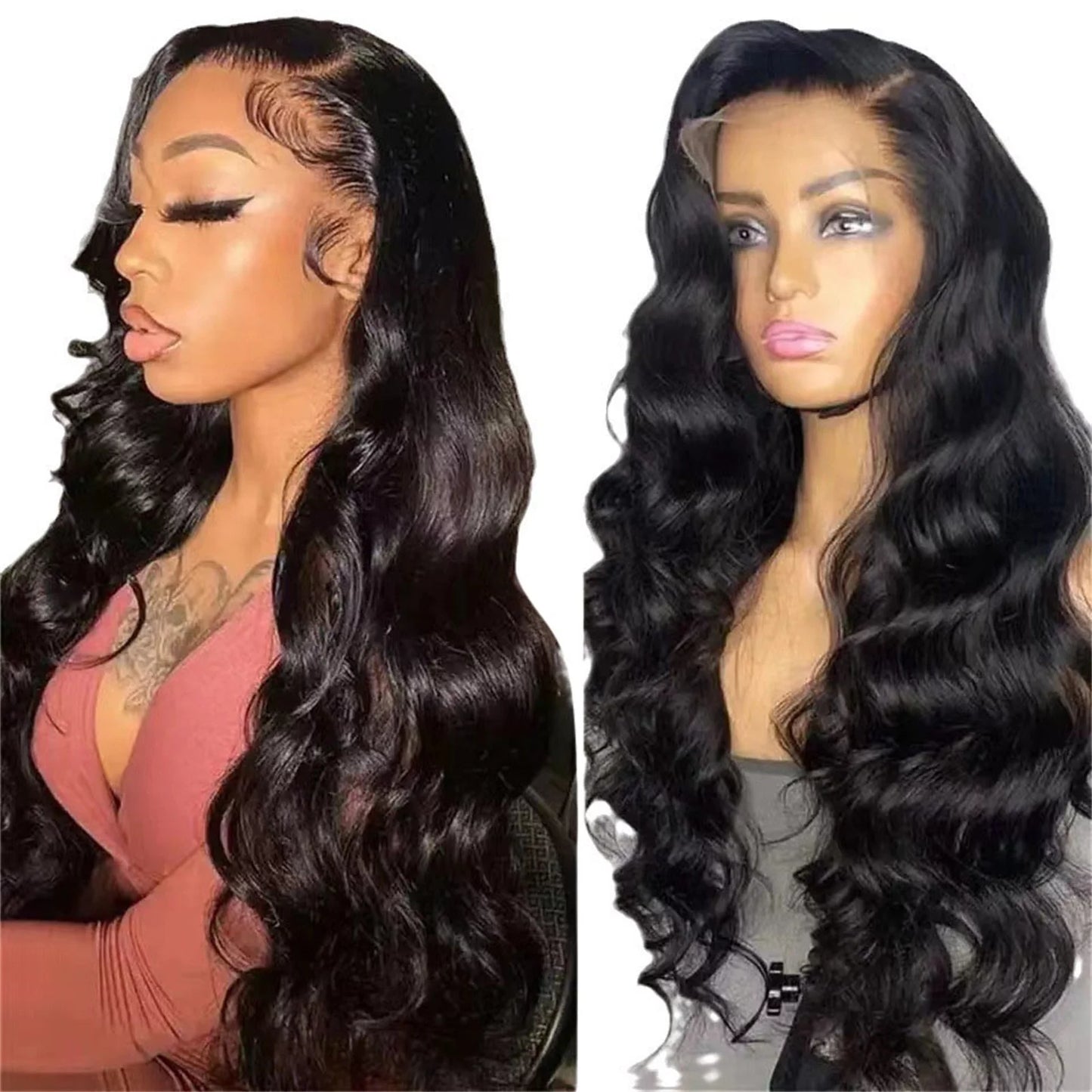 Black Glueless Wigs for Women, Lace Front Wigs Human Hair 28 Inch Pre Plucked with Baby 1.8 Density Glueless for Black Women Transparent Frontal Natural